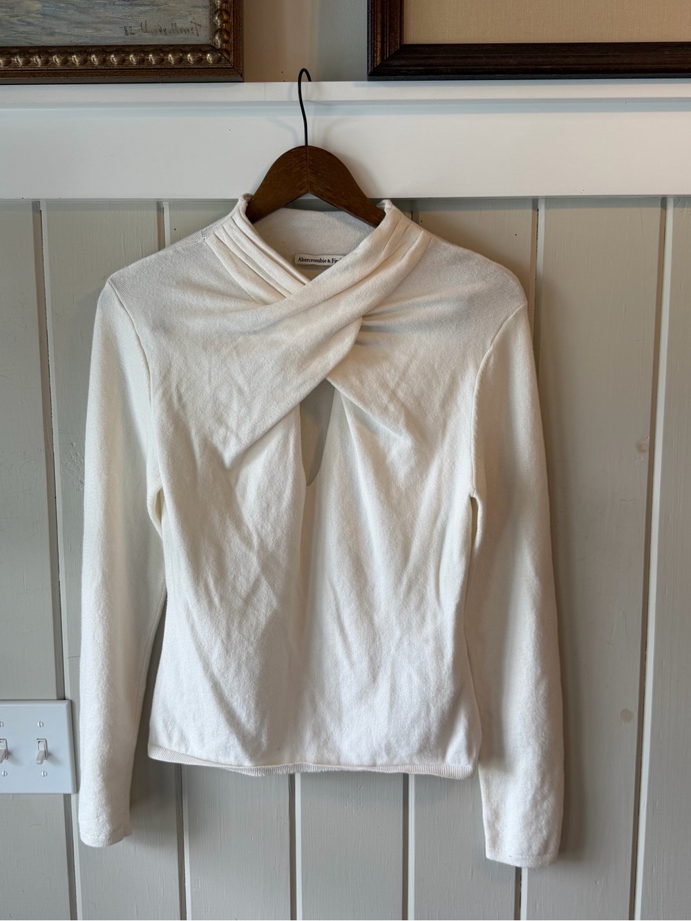 Abercrombie & Fitch Cream Twist-Front Long Sleeve Sweater